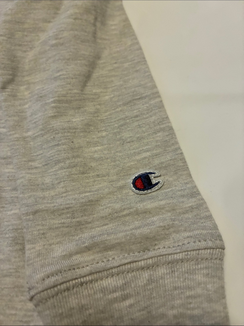 Champion Heather Gray Long Sleeve Tee with Black & Red Logo - Picture 3 of 5